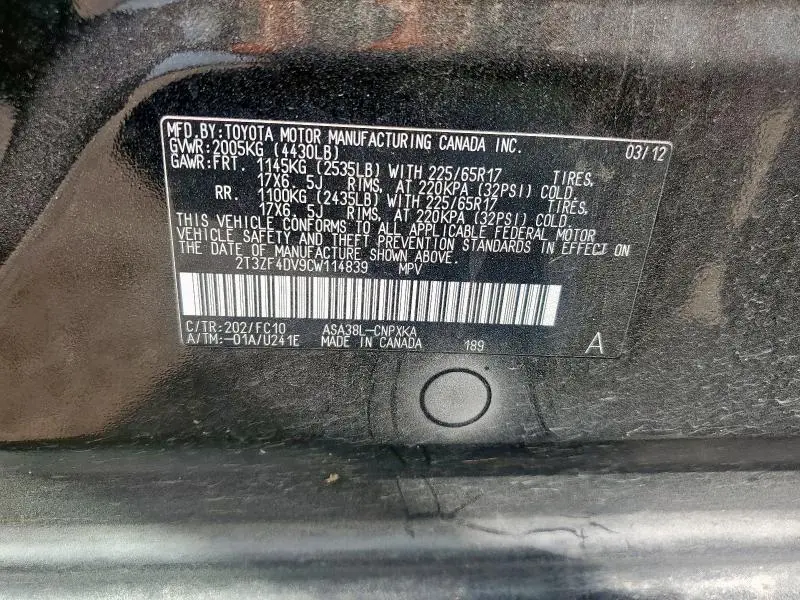 2012 TOYOTA RAV4   