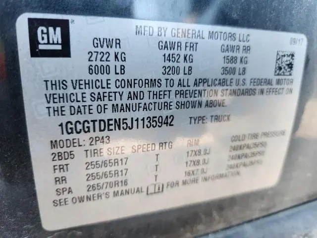 2018 CHEVROLET COLORADO Z71  