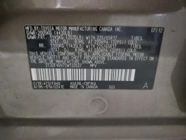 2012 TOYOTA RAV4   