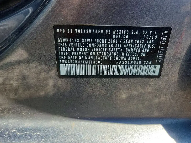 2019 VOLKSWAGEN JETTA S  