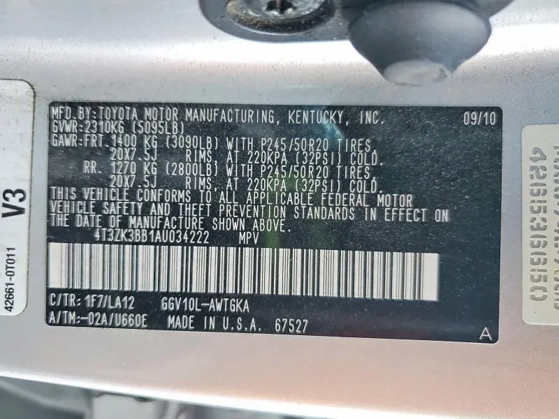 2010 TOYOTA VENZA FWD V6  