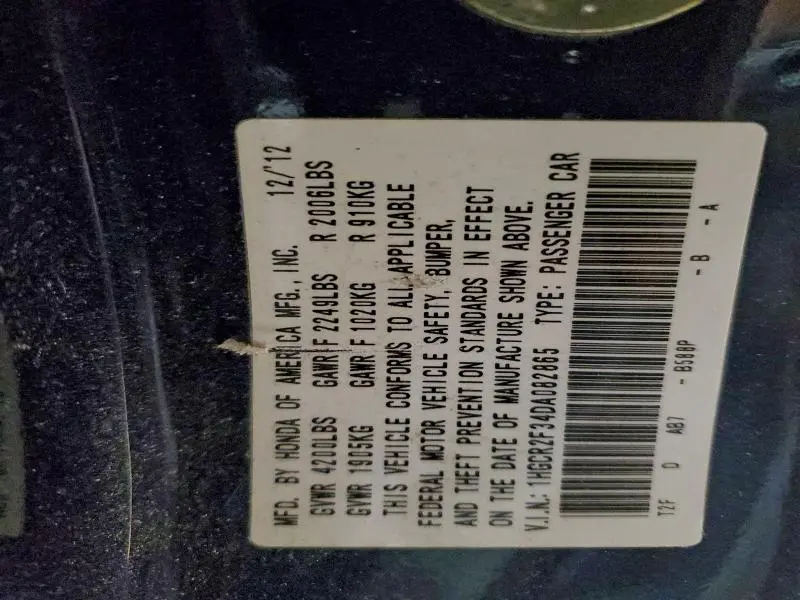 2013 HONDA ACCORD LX  