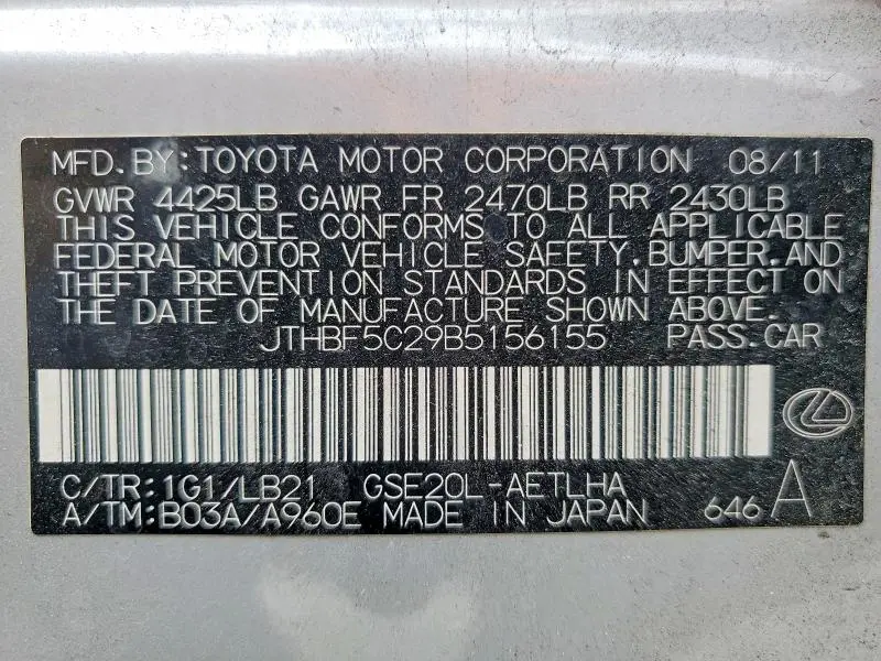 2011 LEXUS IS 250  