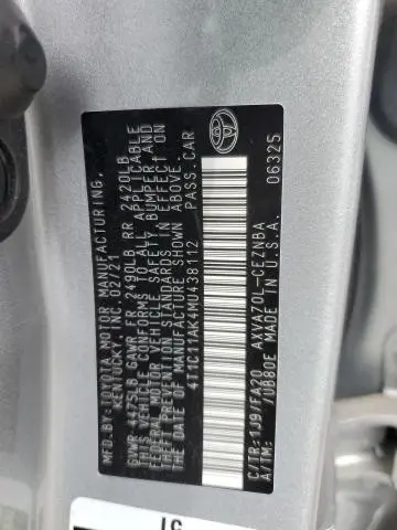 2021 TOYOTA CAMRY LE  