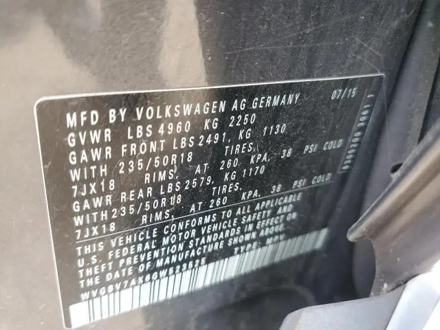 2016 VOLKSWAGEN TIGUAN S  