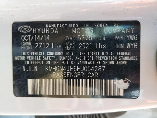 2015 HYUNDAI GENESIS 3.8L  