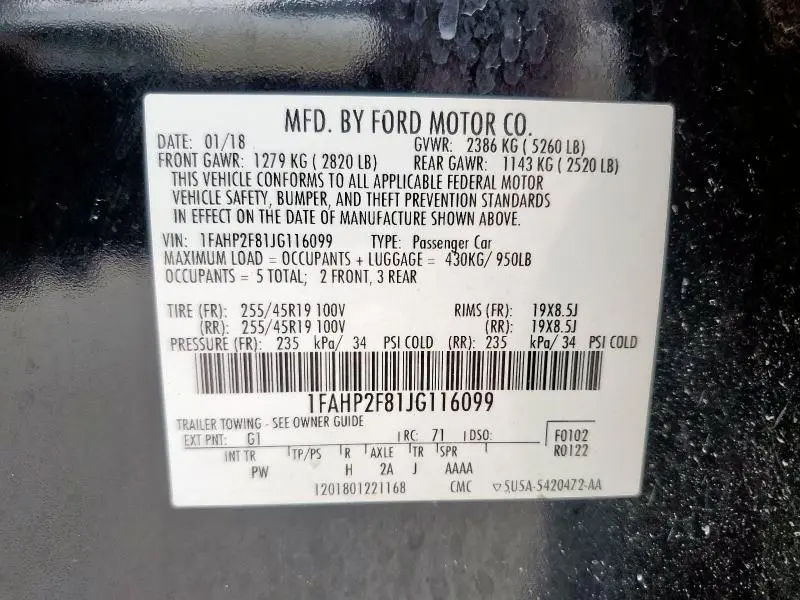 2018 FORD TAURUS LIMITED  