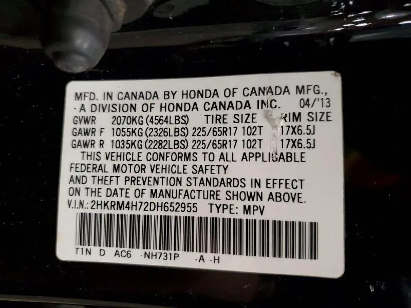 2013 HONDA CR-V EXL  