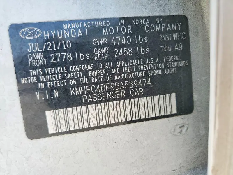 2011 HYUNDAI AZERA LIMITED  