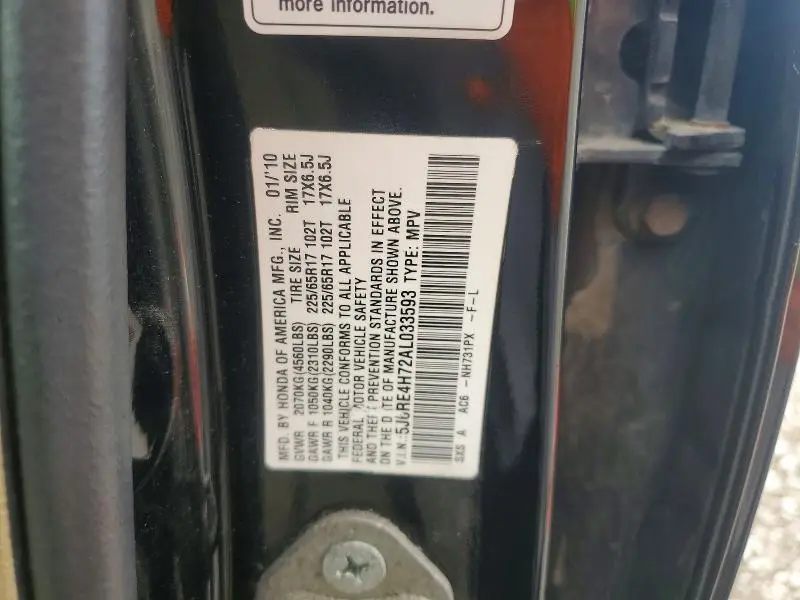 2010 HONDA CR-V EXL  