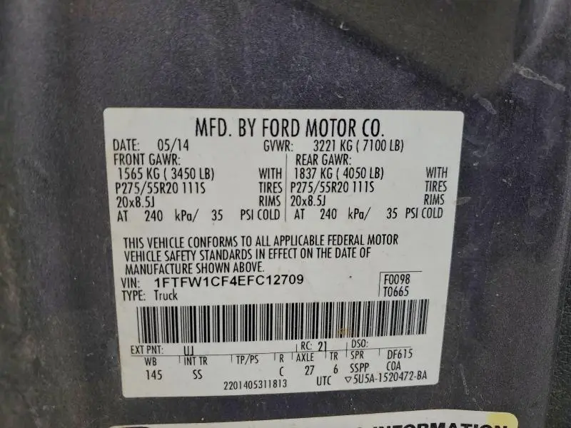 2014 FORD F150 SUPERCREW  