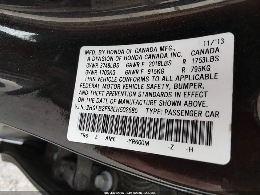 2014 HONDA CIVIC LX