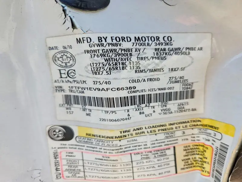 2010 FORD F150 SUPERCREW  