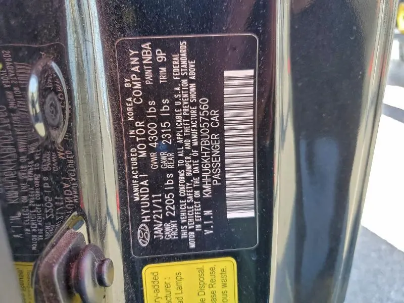 2011 HYUNDAI GENESIS COUPE 3.8L  