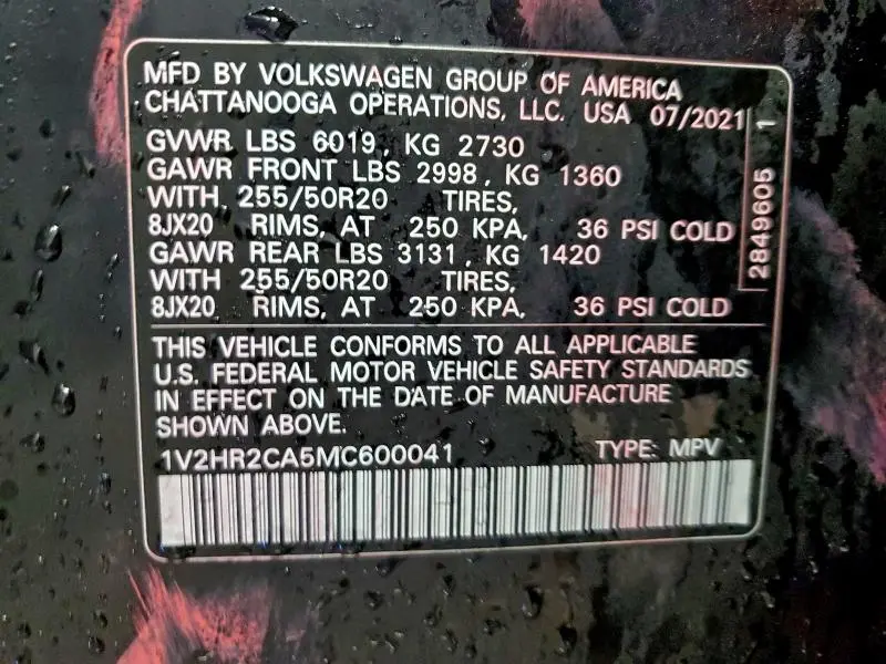 2021 VOLKSWAGEN ATLAS SE  