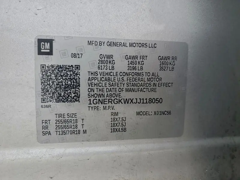 2018 CHEVROLET TRAVERSE LT  