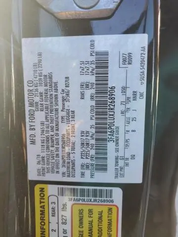 2018 FORD FUSION SE HYBRID  