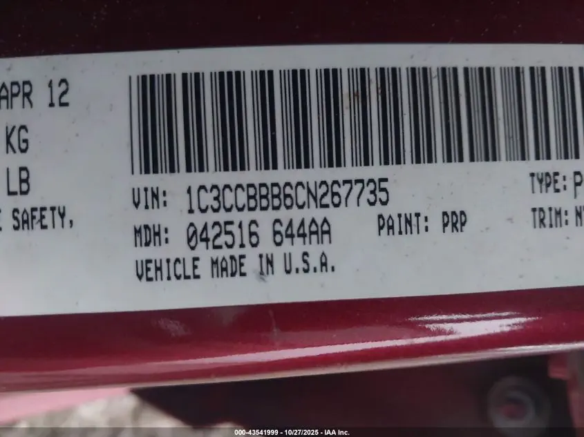 2012 CHRYSLER 200 TOURING