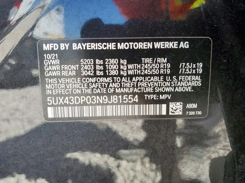 2022 BMW X3 SDRIVE30I  