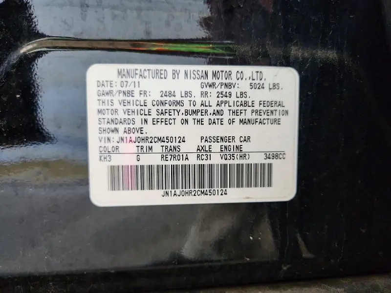 2012 INFINITI EX35 BASE  