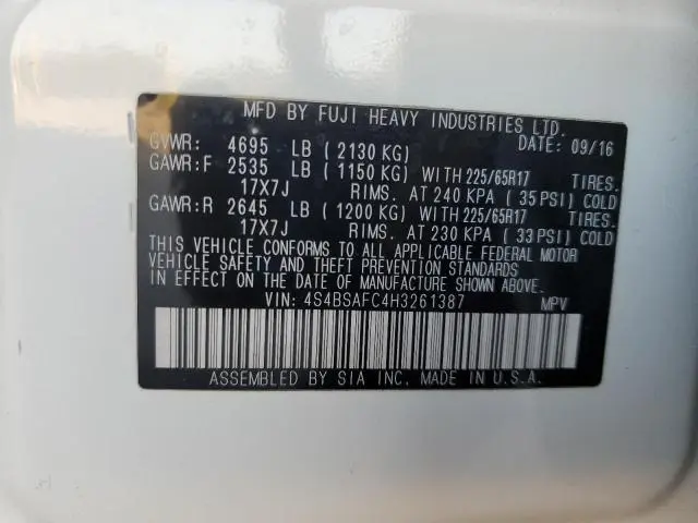 2017 SUBARU OUTBACK 2.5I PREMIUM  