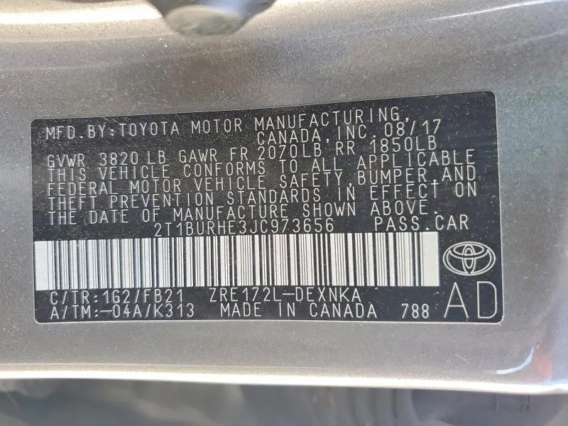 2018 TOYOTA COROLLA LE  