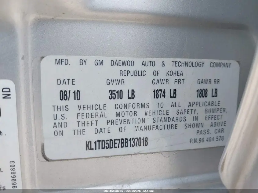 2011 CHEVROLET AVEO LS
