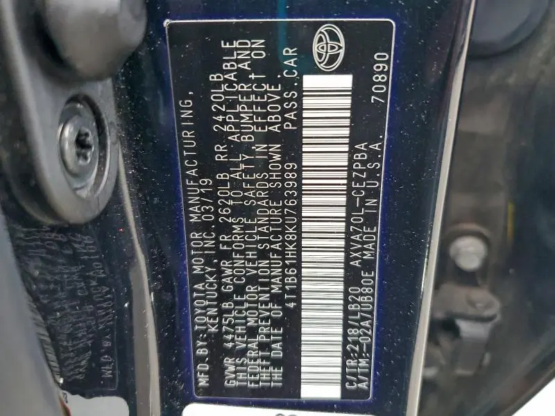 2019 TOYOTA CAMRY XSE  