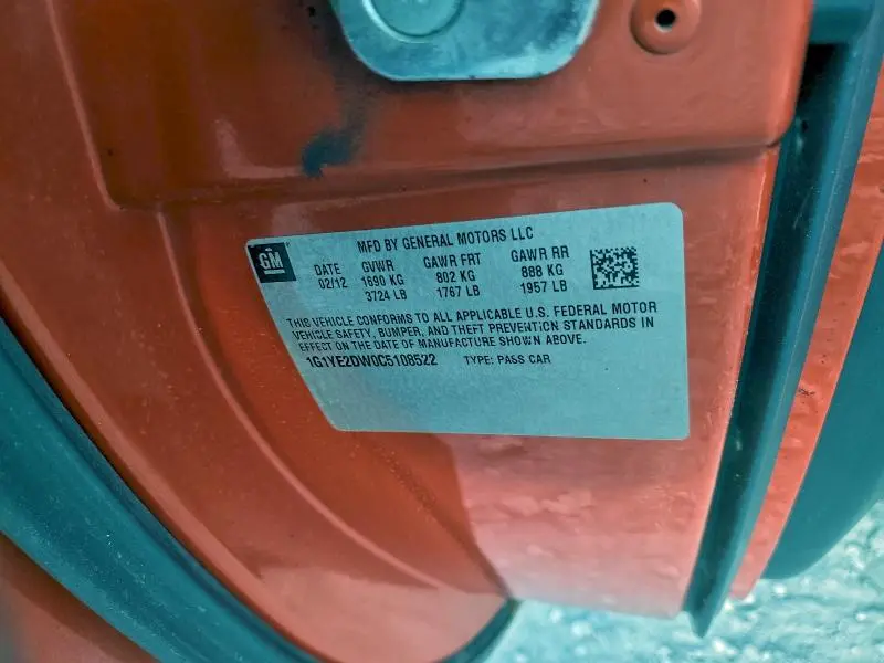 2012 CHEVROLET CORVETTE   