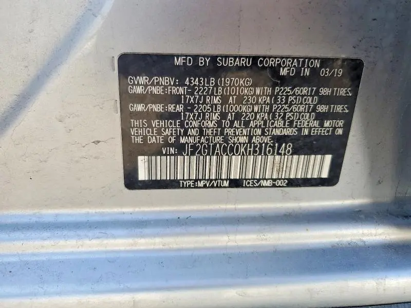 2019 SUBARU CROSSTREK PREMIUM  