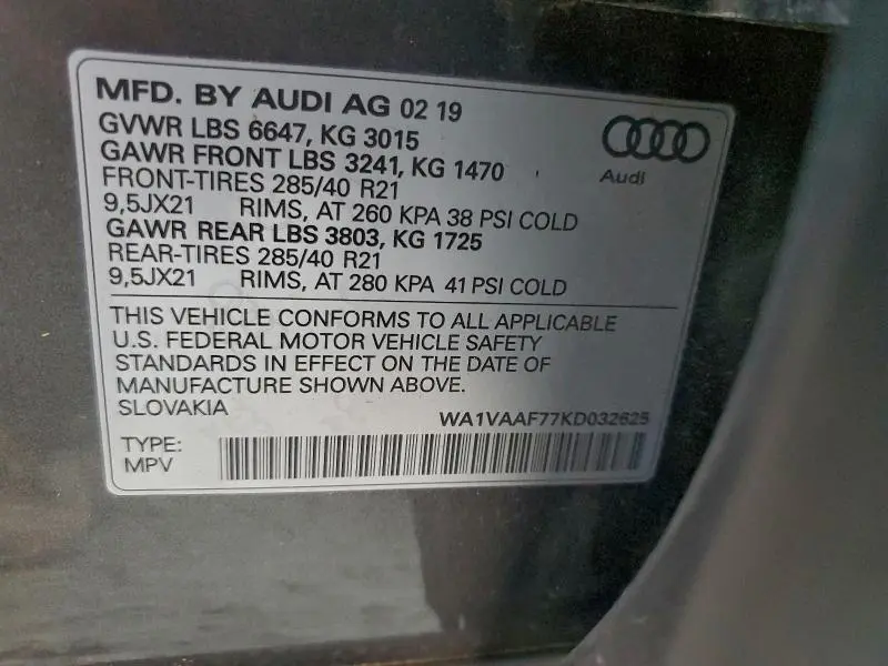 2019 AUDI Q7 PRESTIGE  