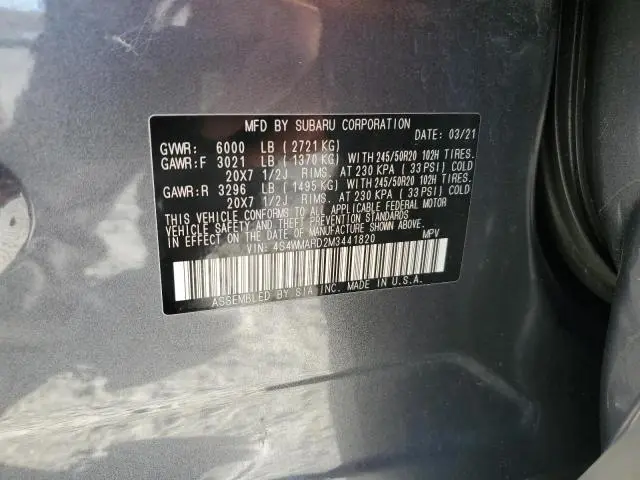 2021 SUBARU ASCENT TOURING  