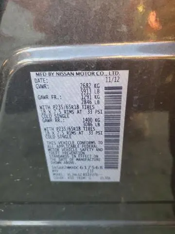 2013 NISSAN PATHFINDER S  