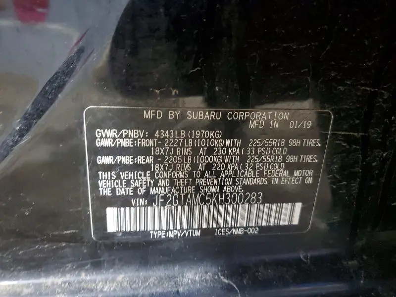 2019 SUBARU CROSSTREK LIMITED  