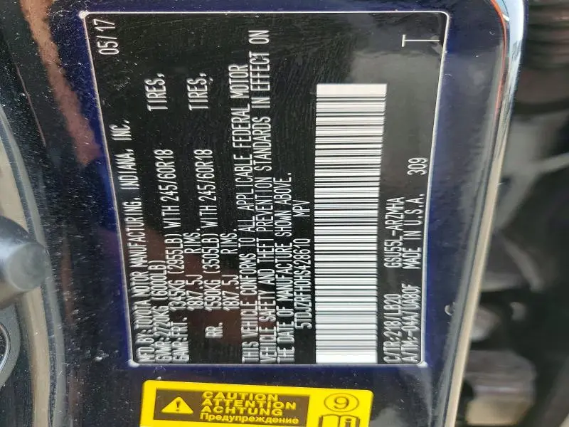 2017 TOYOTA HIGHLANDER XLE  