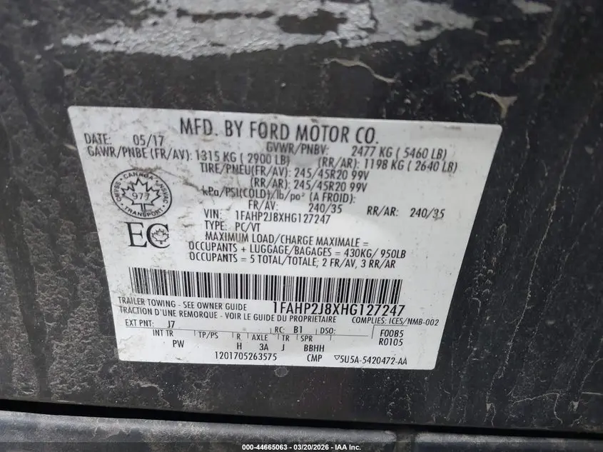 2017 FORD TAURUS LIMITED