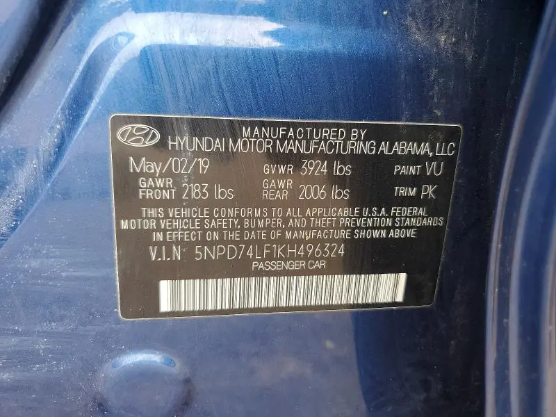 2019 HYUNDAI ELANTRA SE  