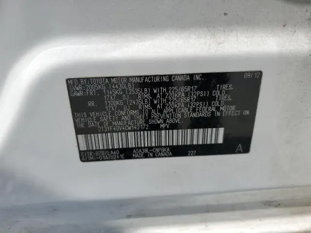 2012 TOYOTA RAV4 LIMITED