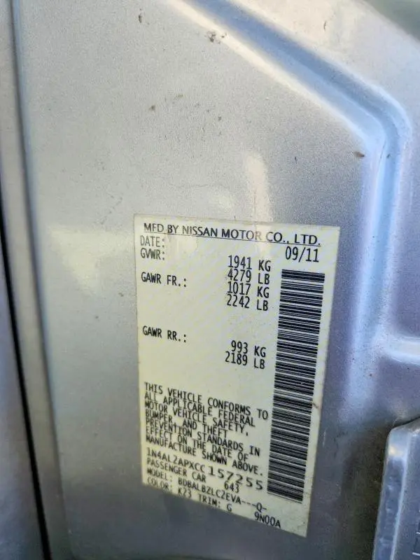 2012 NISSAN ALTIMA 2.5  