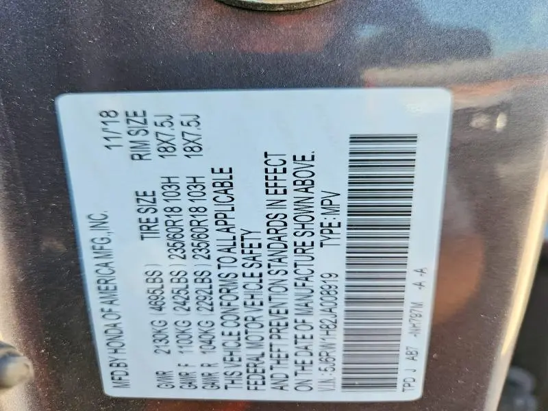 2018 HONDA CR-V EXL  