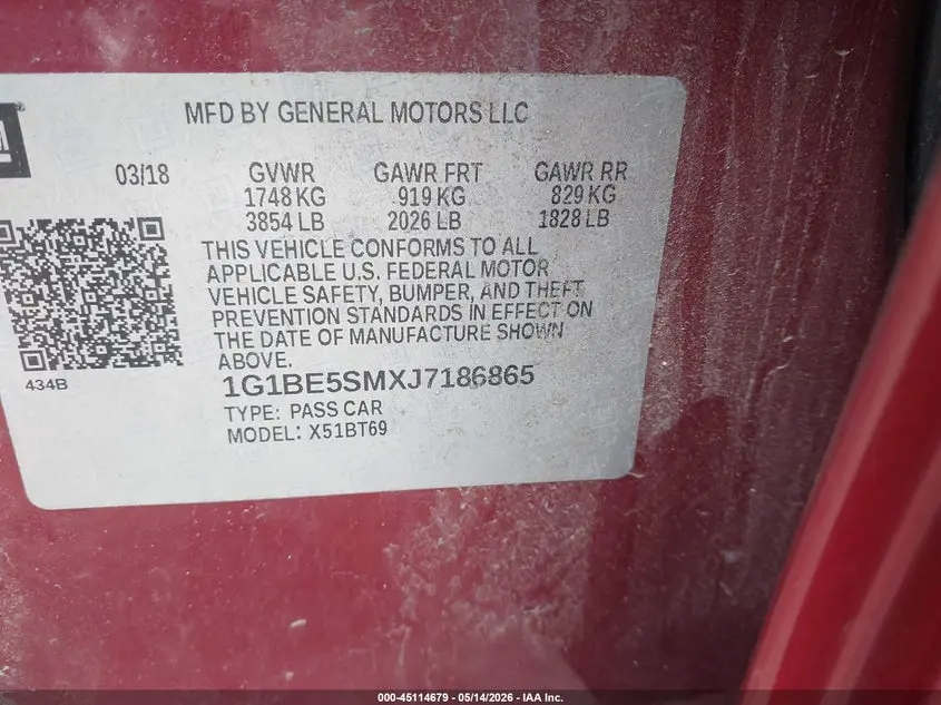 2018 CHEVROLET CRUZE LT AUTO