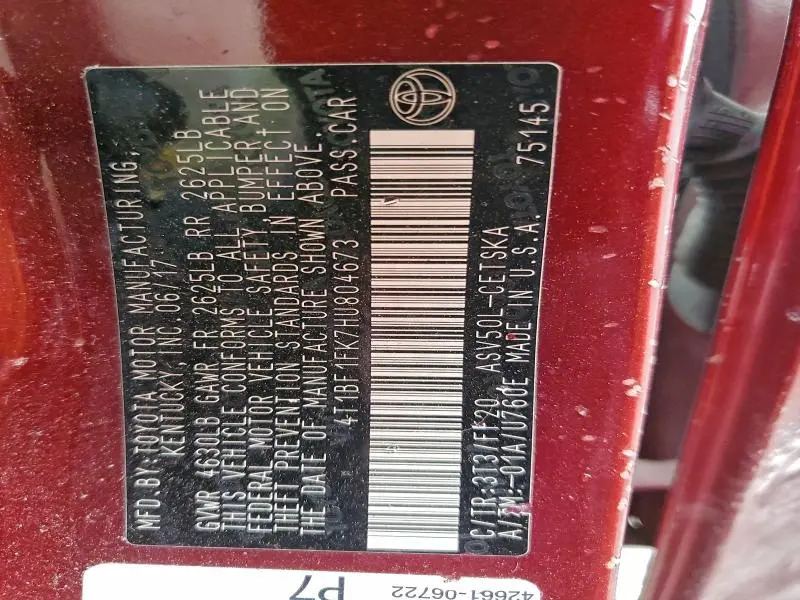 2017 TOYOTA CAMRY LE  