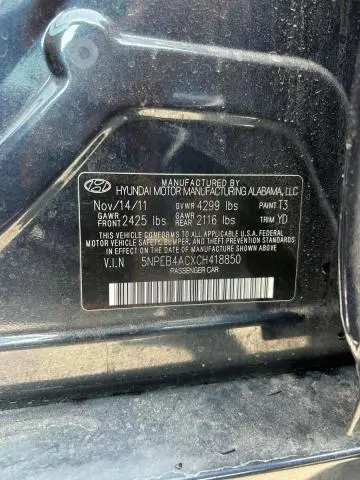 2012 HYUNDAI SONATA GLS  