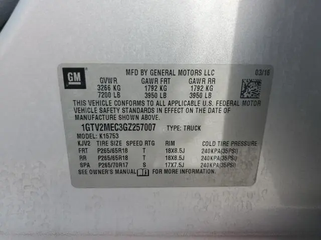 2016 GMC SIERRA K1500 SLE  