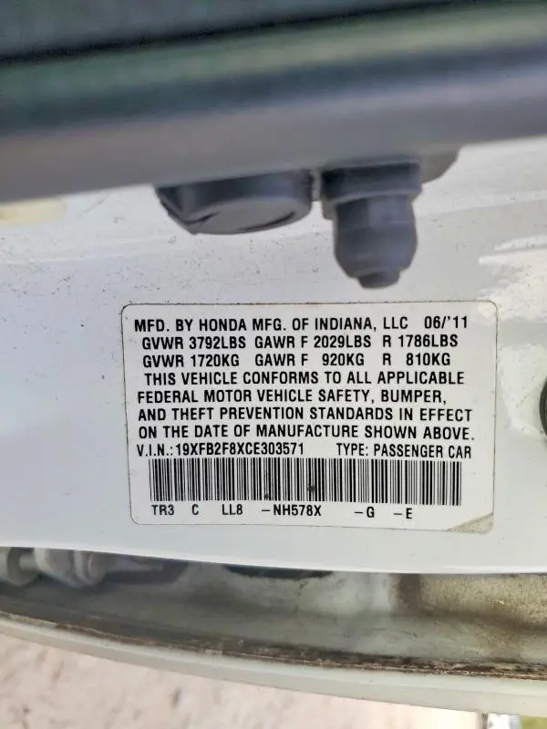 2012 HONDA CIVIC EX  