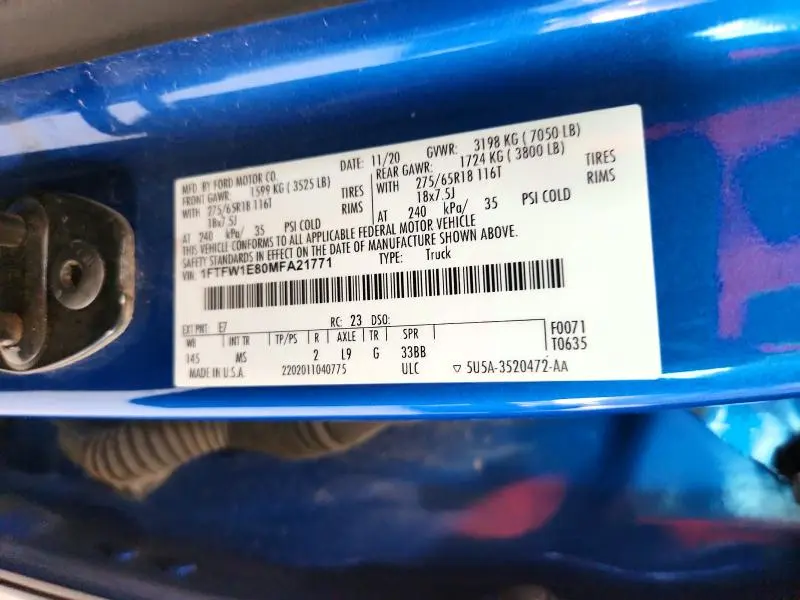 2021 FORD F150 SUPERCREW  