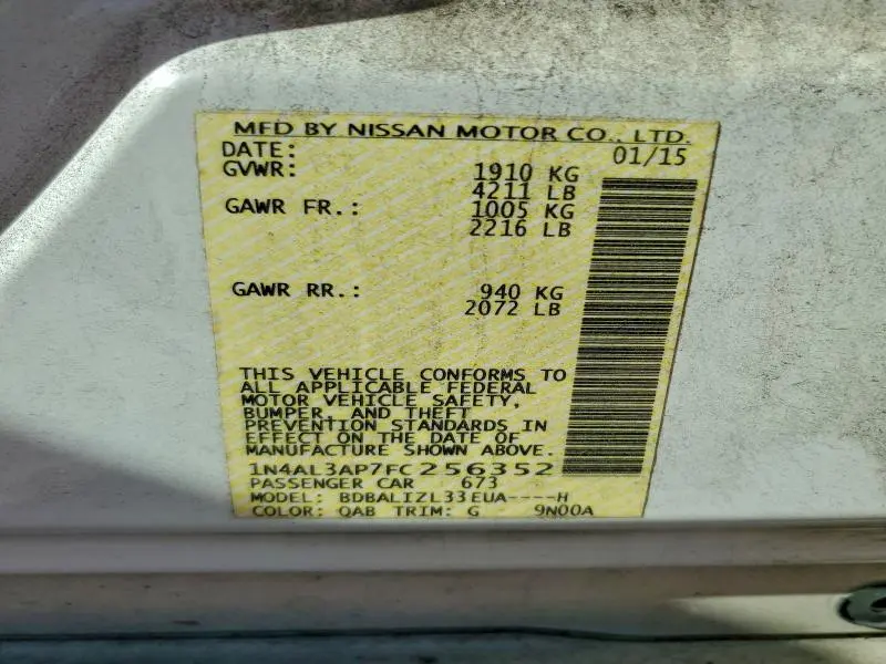 2015 NISSAN ALTIMA   