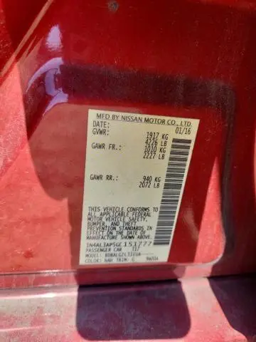 2016 NISSAN ALTIMA 2.5