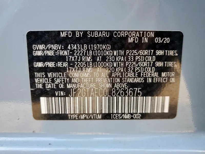 2020 SUBARU CROSSTREK PREMIUM  