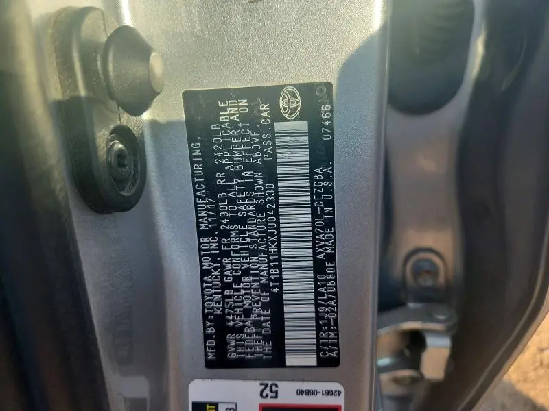 2018 TOYOTA CAMRY XLE  